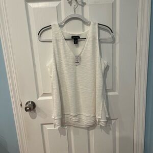 NWT White House Black Market White V-Neck Tank Top
